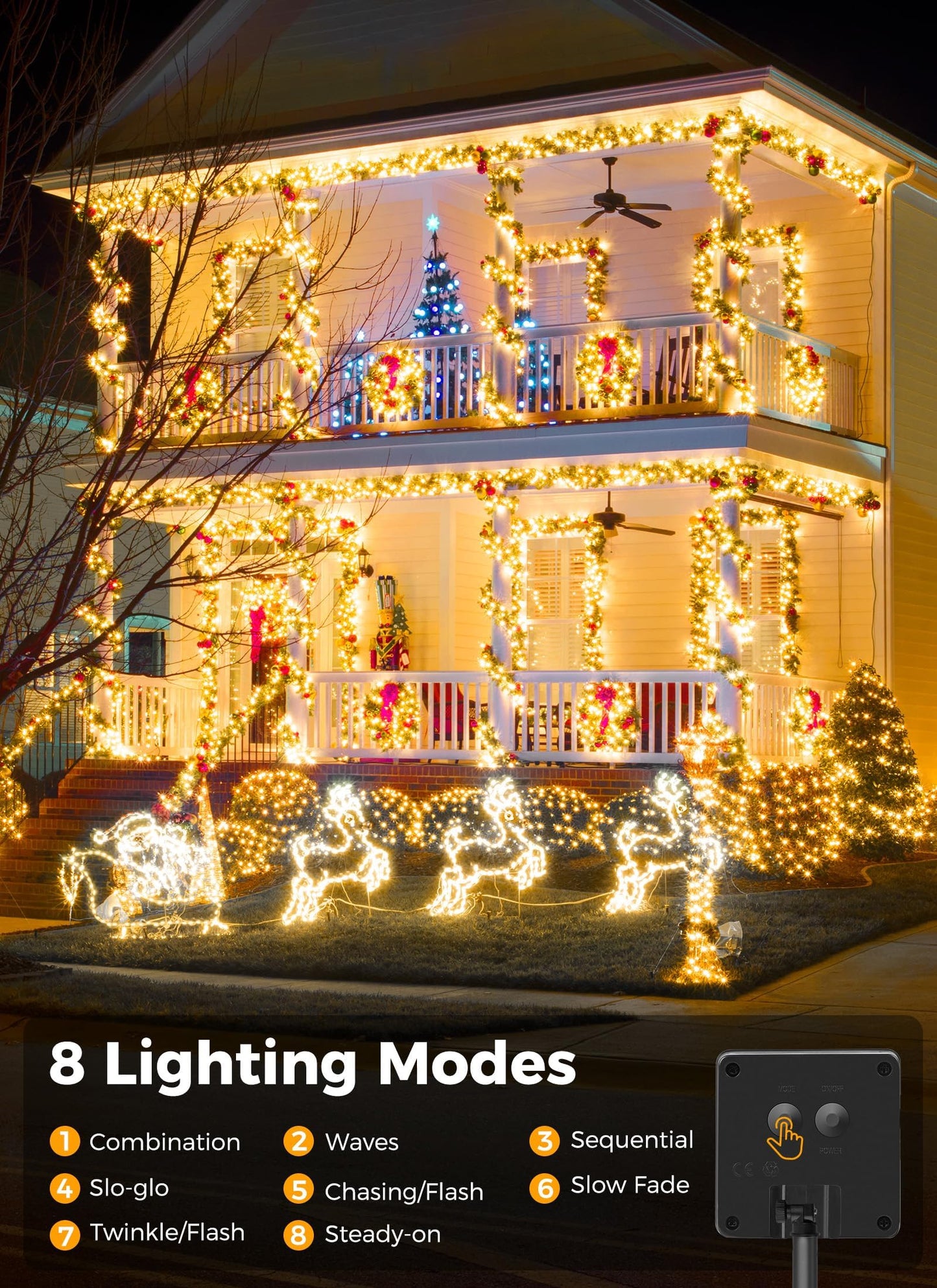Solar String Lights Outdoor  39Ft 100Led Solar Powered Lights Ip65 Waterproof With 8 Lighting Modes For Party Garden Yard Home Holiday Tree Decoration Lighting  Warm White