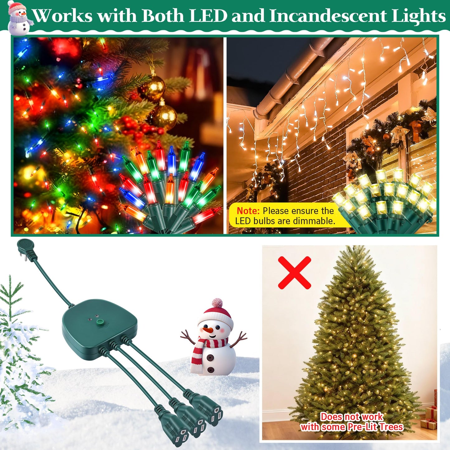 Gulfmew Christmas Light Controller With Remote  Create Dazzling Lighting Displays With Multiple Functions  Timer  Dusk To Dawn Sensor  Adjust Speed For Holiday Xmas Lights(3 Channel  14 Functions)
