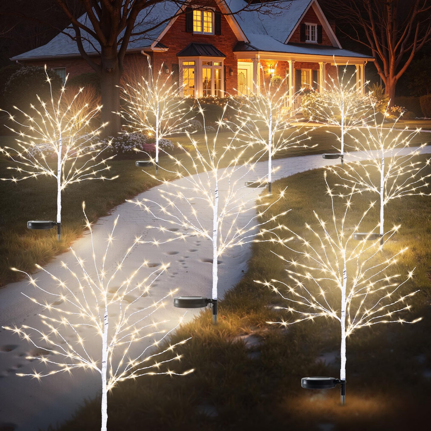 Luiywan Solar Outdoor Christmas Decorations, 35INCH Fairy Light Brich Tree, Solar Christmas Decor for Outside, Yard, Garden, Pat