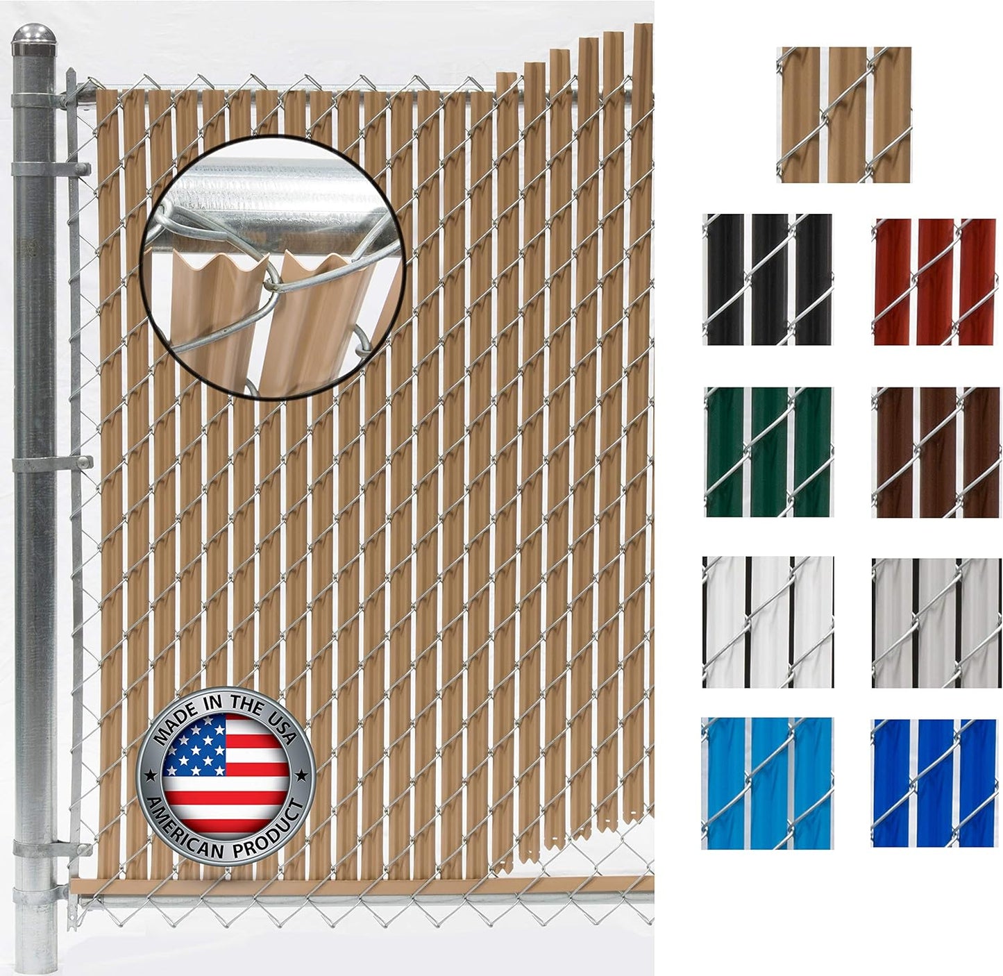 Wave Slat (9 Colors) Single Wall Bottom Locking Privacy Slat for 4', 5', 6', 7' and 8' Chain Link Fence (8 ft, Beige)