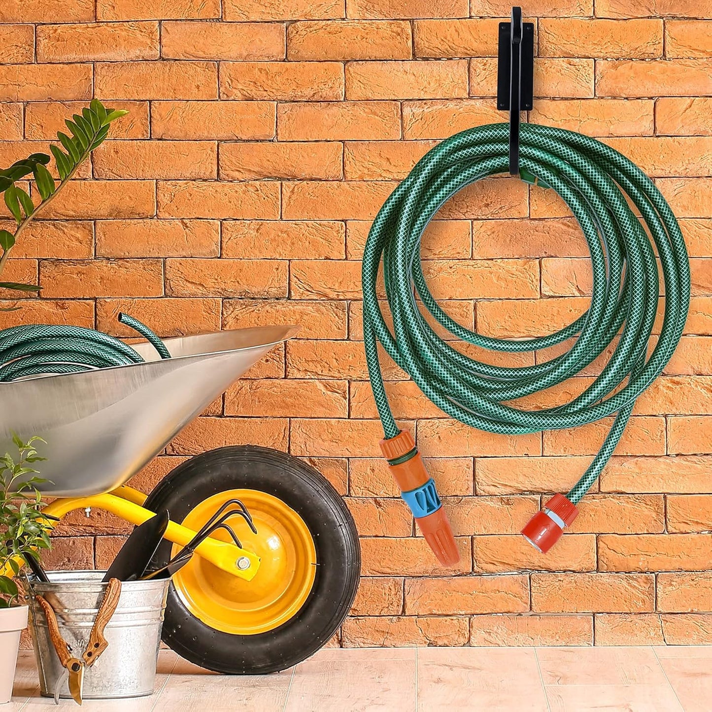 Hose Holders Wall Mount （Metal/8-Inch） Heavy-Duty Garden Hose Hangers Outdoor, Hand-Forged Hose Racks Mount, 2PCs