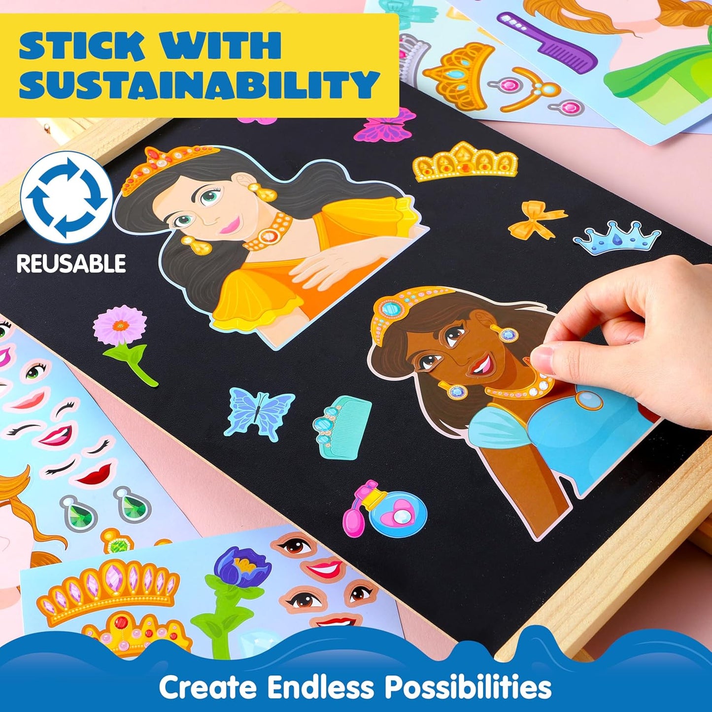 JOYIN 36 Sheets 9"x6" Make a face Stickers for Kids, Make Your Own Princess Stickers, Crafts Birthday Party Favors, Goodie Bags Classroom Activities