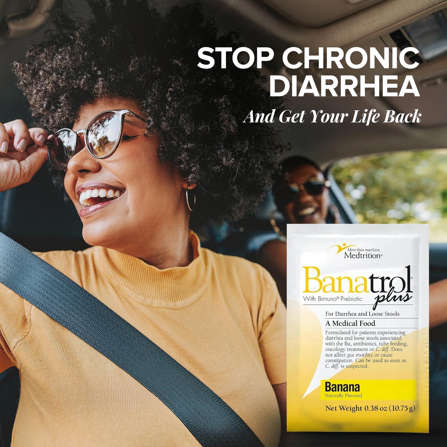 Banatrol Natural Anti-Diarrheal with Prebiotics, Relief for IBS, Recurring Diarrhea, Clinically Supported Medical Food, Non-Constipating (Banana)