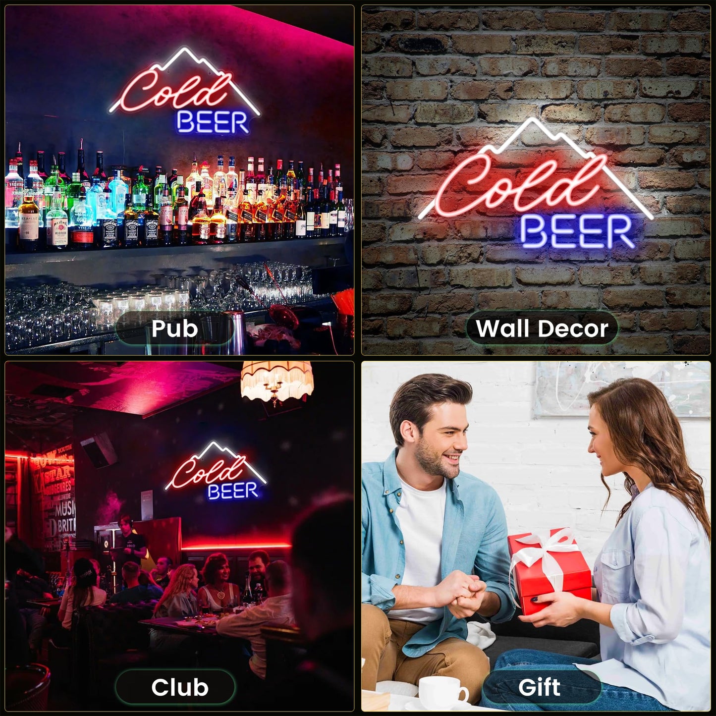 Kavaas Cold malt-inspired Neon Sign 16.5 X 9.4  Neon malt-inspired Signs For Man Cave  Home Bar  Pub  Wall Decor - Best Gifts For malt-inspired Lovers  Birthday  Christmas