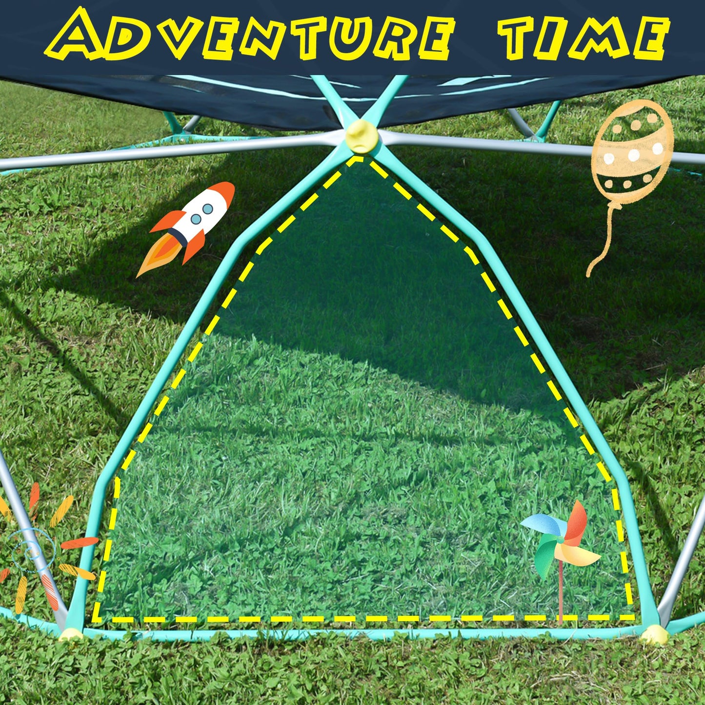 Merax 13FT Climbing Dome with Hammock, Outdoor Geometric Dome Climber Play Center for Kids 3-10 Supporting 1000 lbs, Easy Assembly Jungle Gym