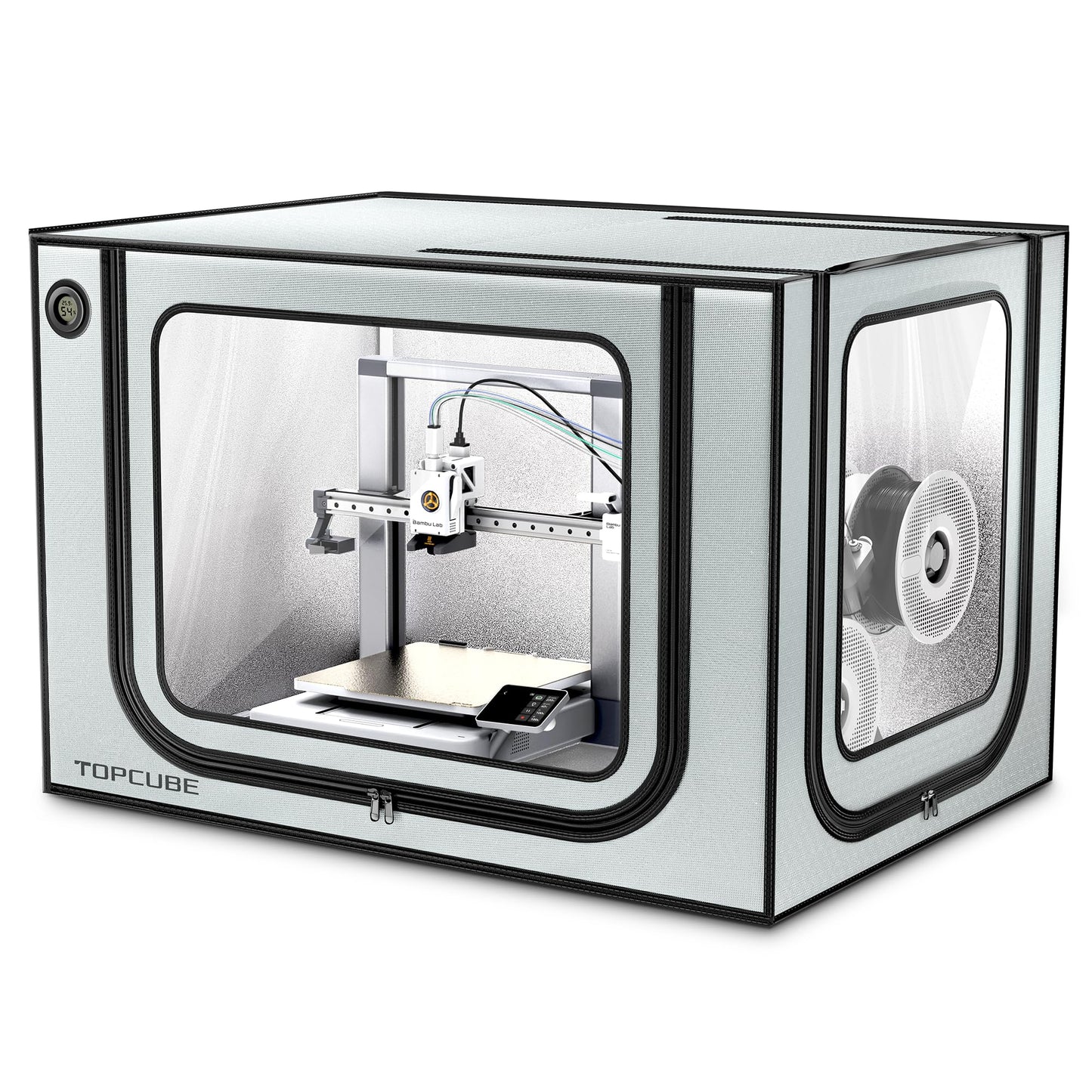 TOPCUBE 3D Printer Enclosure for Bambu Lab A1 Combo, Stainless Steel Frame Enclosure with LED Light, Fireproof Dustproof Noise Reduction Constant Temperature 3D Printer Cover, 838x588x588MM