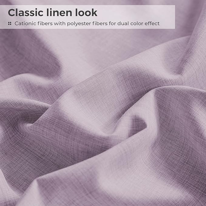 Twin Sheets Purple, Ultral Soft Cationic Linen Look Sheets, Luxury Cooling Cozy Bed Sheet Set with Non-Slip Fitted Sheet