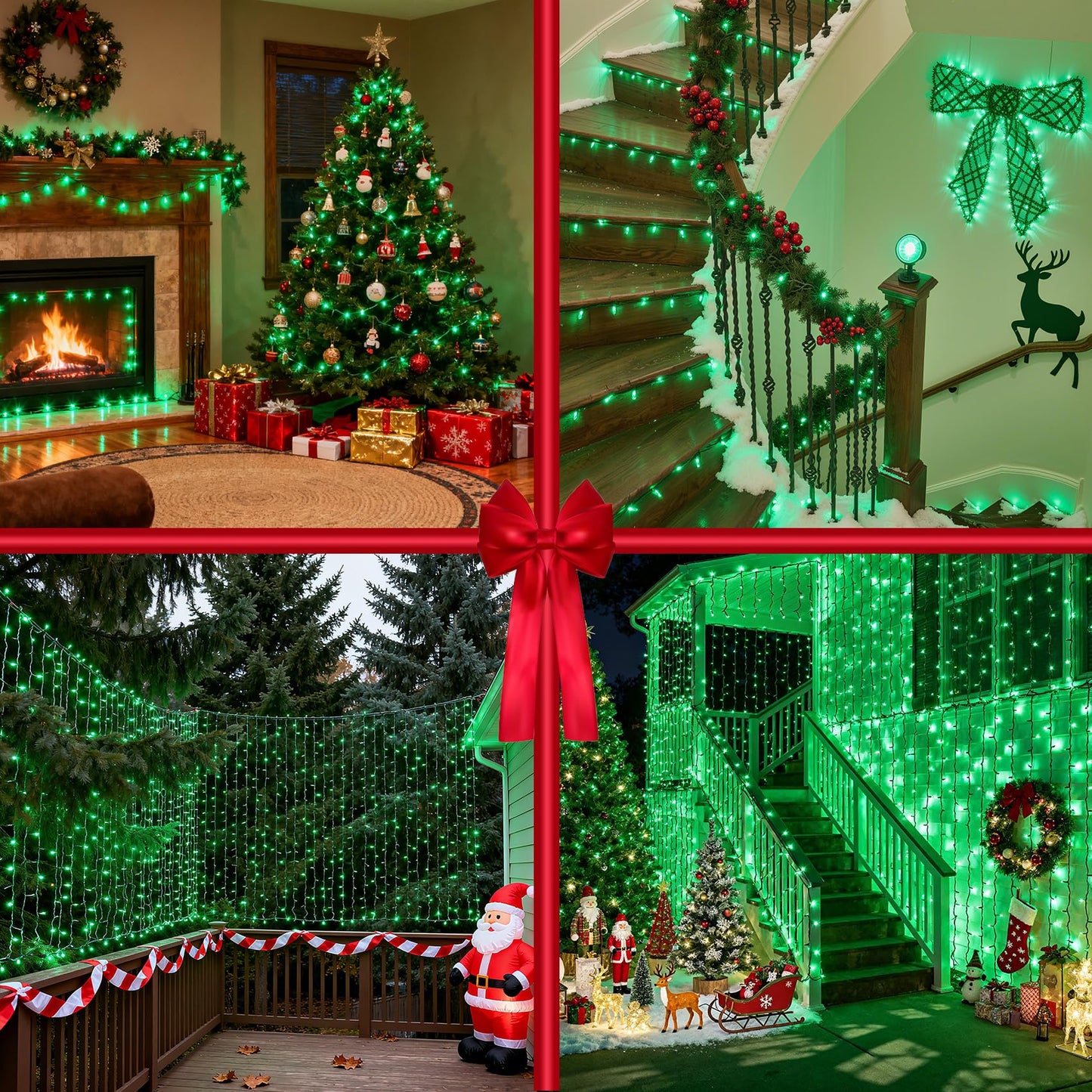 750 Led 240Ft Christmas String Lights Outdoor With 12 Lighting Modes  Green Wire Christmas Lights With Timer & Dimmable  Waterproof Plug In Fairy Lights For Room Party Home Patio Wedding Xmas  Green