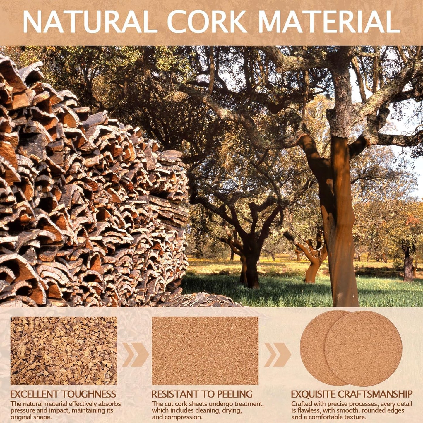 60 Pieces Cork Coasters for Drinks, GOH DODD Thicken Absorbent Blank Coasters for DIY Crafts Laser Engraving Sublimation Wood Burning Plants Painting Housewarming Gifts Wedding, Round, 4 Inch