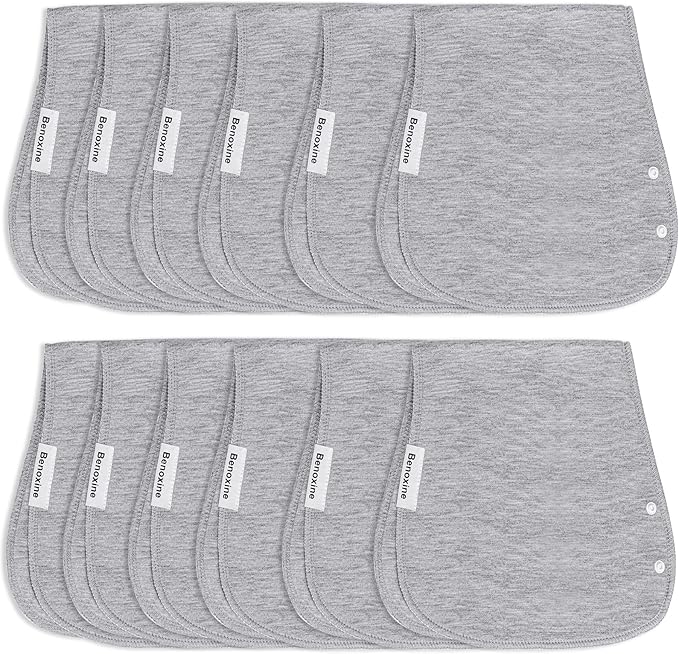 Baby Burp Cloths & Baby Bibs 2-in-1 Design Large Size 3 Layers Thicken Cotton Super Absorbent and Soft Baby Spit Up Burping Rags Baby Burp Cloth Set for Boys and Girls Solid 12 Pack