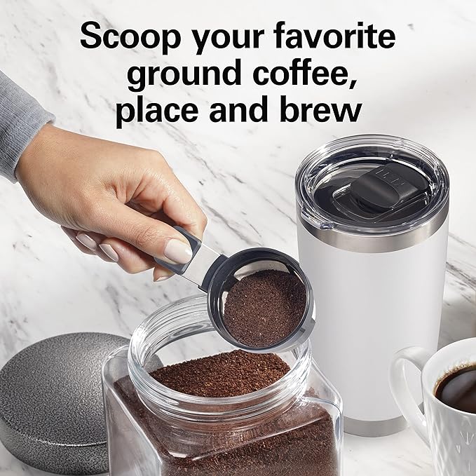 Hamilton Beach The Scoop Single Serve Coffee Maker & Fast Grounds Brewer for 8-14oz. Cups, Brews in Minutes, Black (47620), Next Gen