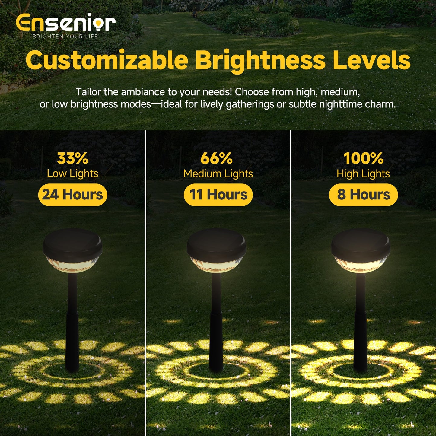 Ensenior 10-Pack Solar Lights Outdoor, Auto ON/Off 3000K LED Solar Garden Lights for Pathway, Yard, Patio, Walkway, Flower Bed, Halloween Christmas Landscape Lighting, IP65 Waterproof, Flag Lights