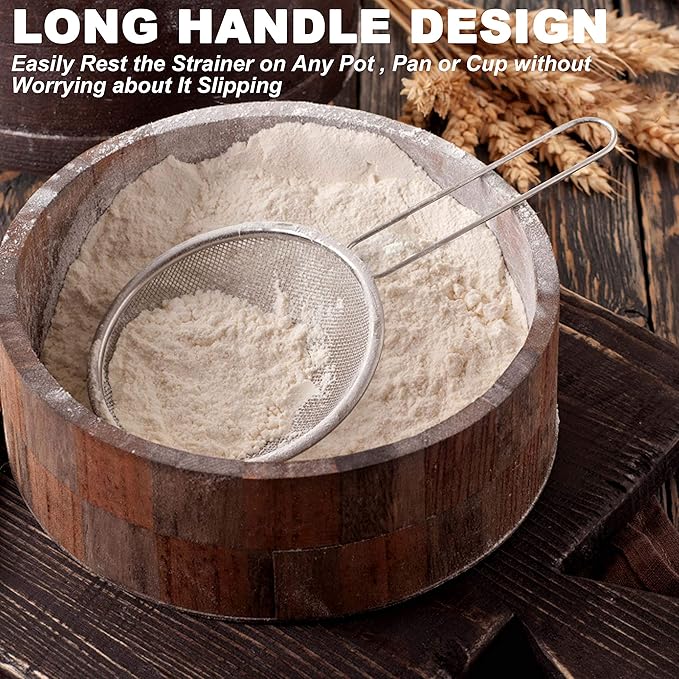 Anaeat Fine Mesh Strainers - Premium Stainless Steel Colander Sieve Sifters, with Durable Mesh and Sturdy Handle, Excellent for Sifting Dry ingredients, Flour, Pastas, Rice, Tea (7.09"）