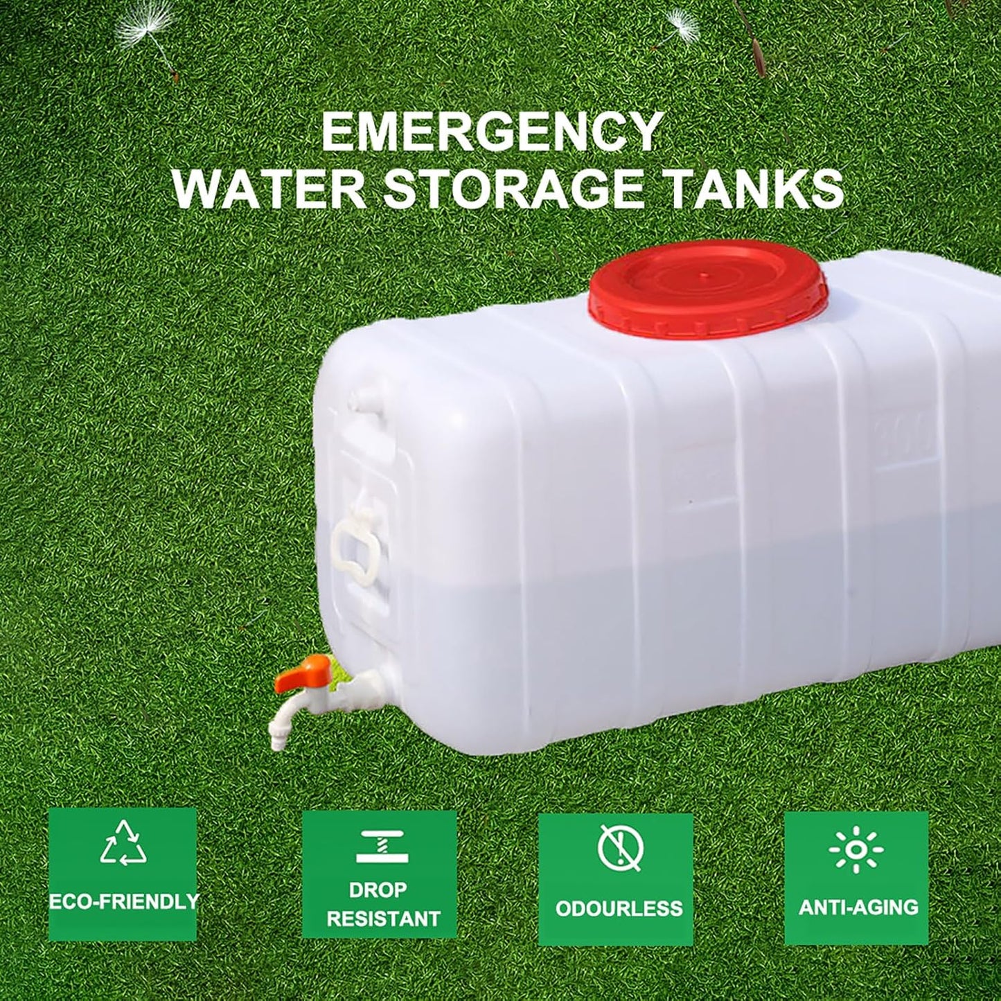 Plastic Portable Water Tank with Spigot for Camping Large Capacity Water Storage Tank Water Container for Emergency Storage Household Outdoor Camping RV Self-Driving(Size:110L/30gallon)