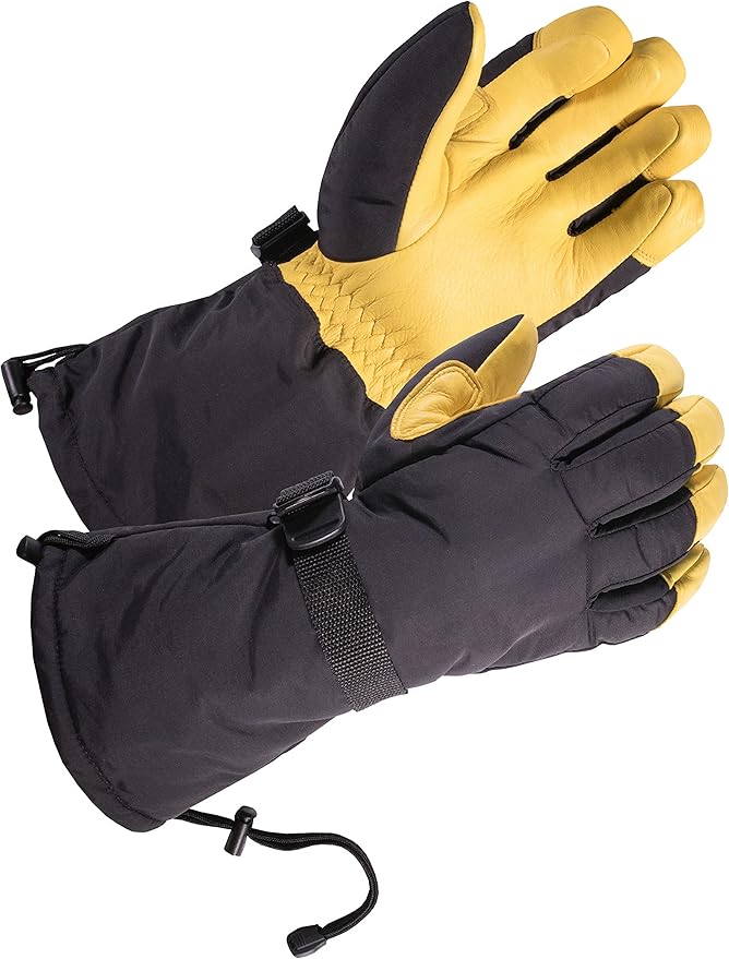 SKYDEER Waterproof and Windproof Genuine Deerskin Leather Ski Gloves with 150G 3M Thinsulate Insulation (SD8648T)