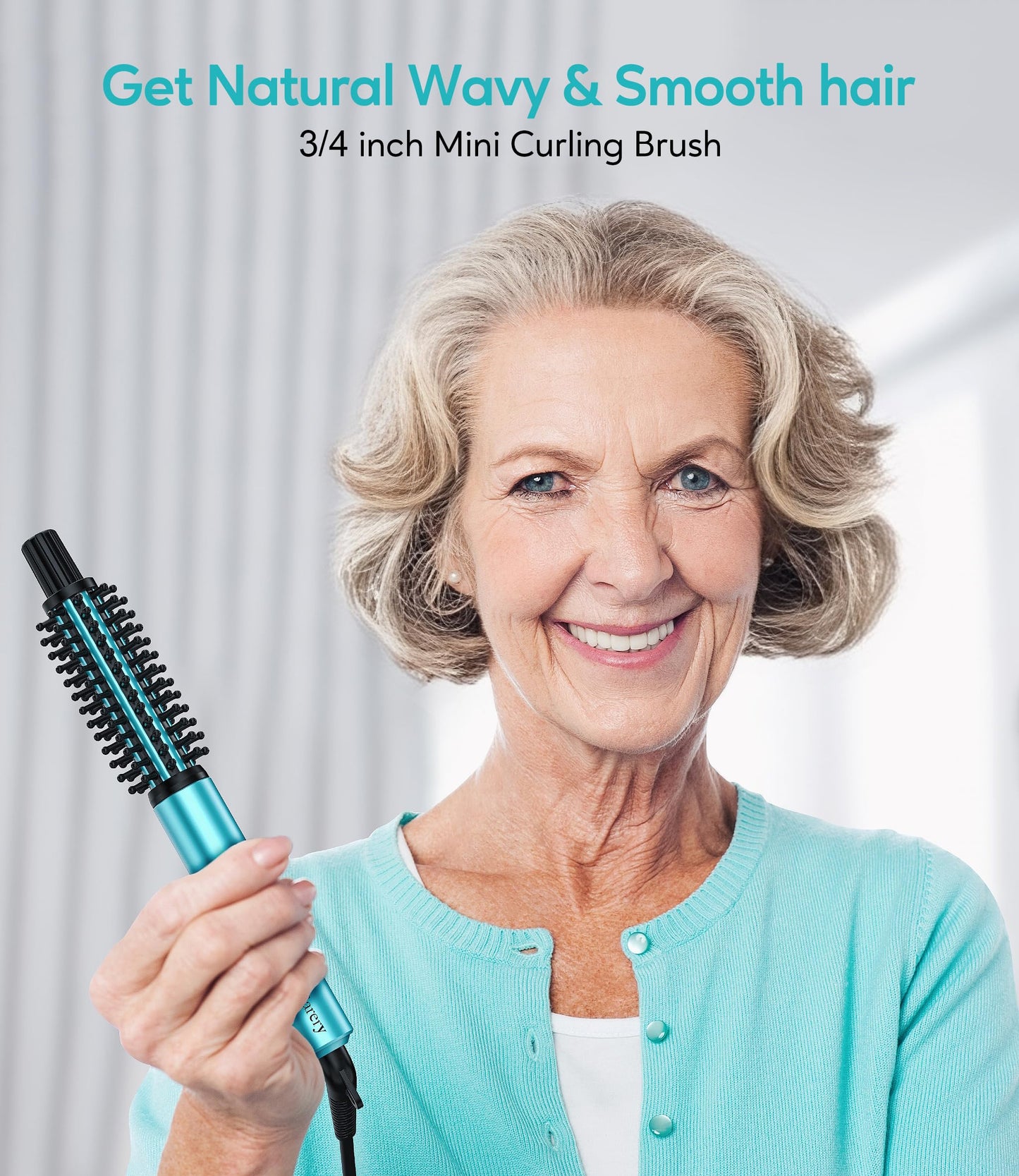 FARERY Mini Thermal Brush 3 Temperature Adjustable, 3/4 Inch Travel Curling Iron for Short Hair, Heated Round Brush for Touch-up