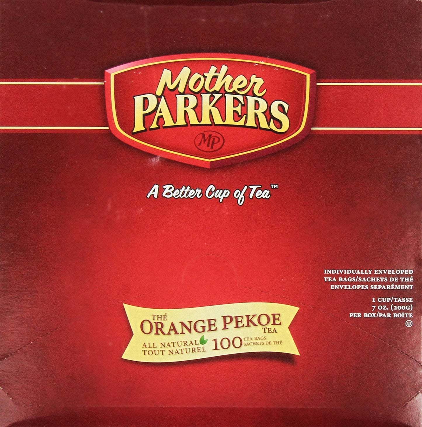 Mother Parker's Orange Pekoe Hot Tea - 100 Count Box - Premium Quality Black Tea