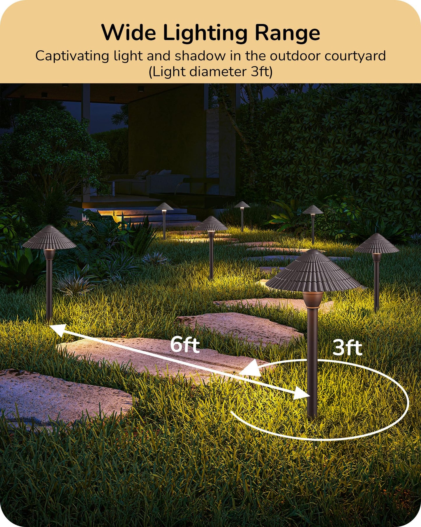 EDISHINE Low Voltage Pathway Lights, 5CCT LED Landscape Lighting, 12V 3W, Waterproof, Aluminum, Brown, 4 Pack, Model JXL-HW-D02
