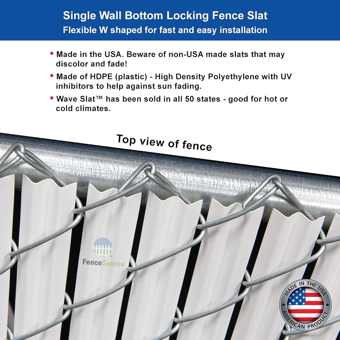 Gray Wave Slat (9 Colors Available) Single Wall Bottom Locking Privacy Slat for a 8 ft high Chain Link Fence (Slat Length 92.5", Gray)