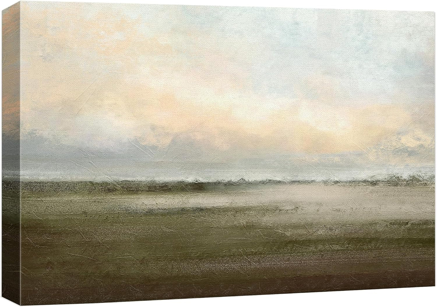 wall26 Canvas Print Wall Art Watercolor Dusk Sky Over Green Field Nature Wilderness Illustrations Modern Rustic Relax/Calm Cool for Living Room, Bedroom, Office - 12"x18"