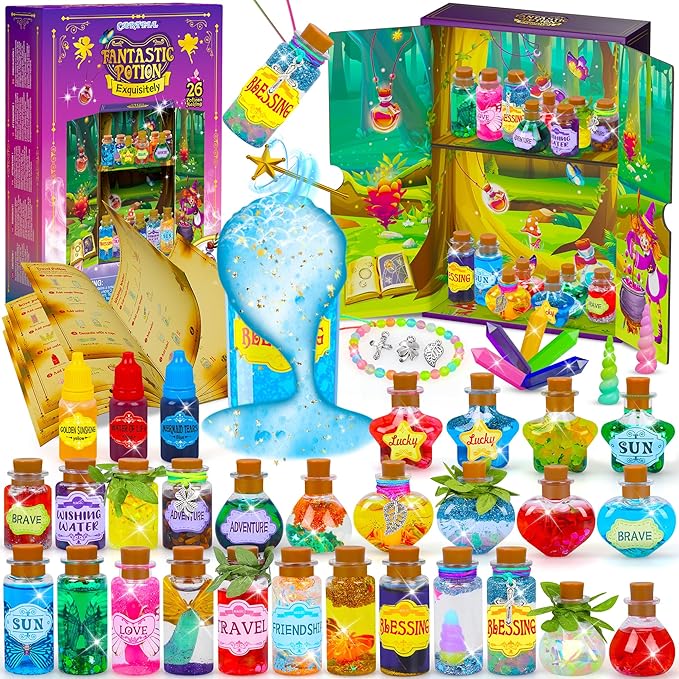 Fairy Magic Potions Kit for Kids, Upgraded 26 DIY Mixed Magic Wizard Potion Bottles, Mystery Potions Craft Kit, Christmas ...