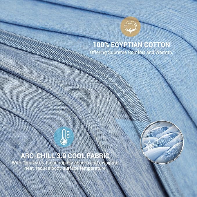 Elegear Revolutionary Cooling Blanket Queen Absorbs Heat to Keep Body Cool for Night Sweats, Arc-Chill Cool 3.0 Fiber Q-Max>0.5 for Hot Sleepers, Lightweight Summer Cold Blankets for Sleeping, Blue