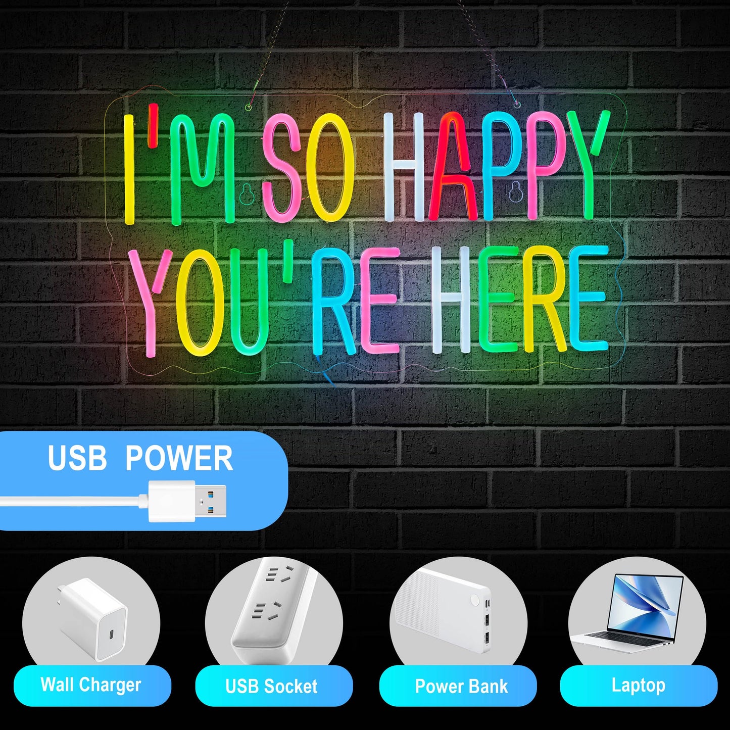 Neonhonba Neon Sign for Wall D?or, Dimmable LED Light, USB Powered, 17inx9.5in, Acrylic, Mcolour