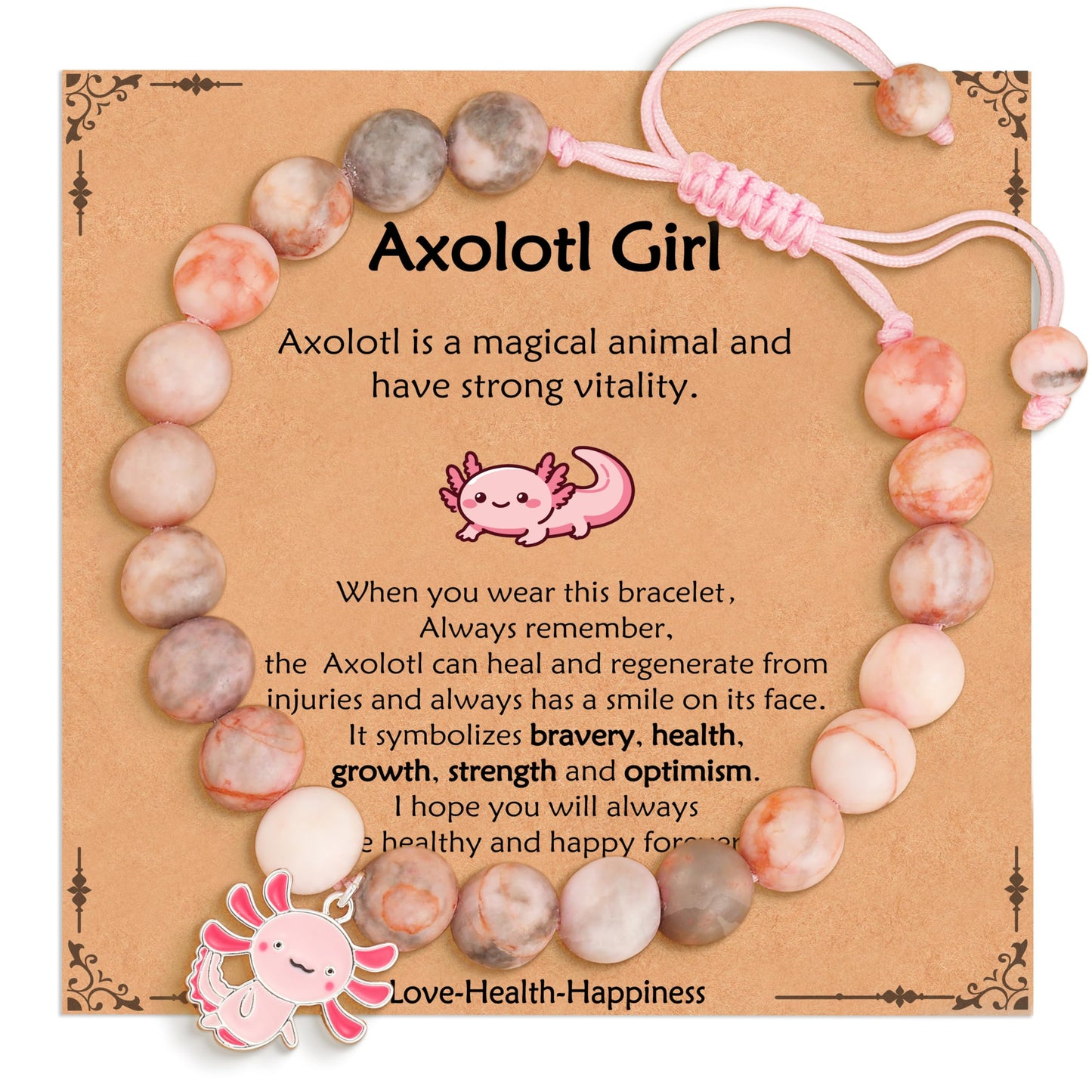 VULETO Axolotl Bracelet Gifts for Girls Women, Charm Bracelet Axolotl Costume Stuff Birthday Decorations Christmas Valentines Je