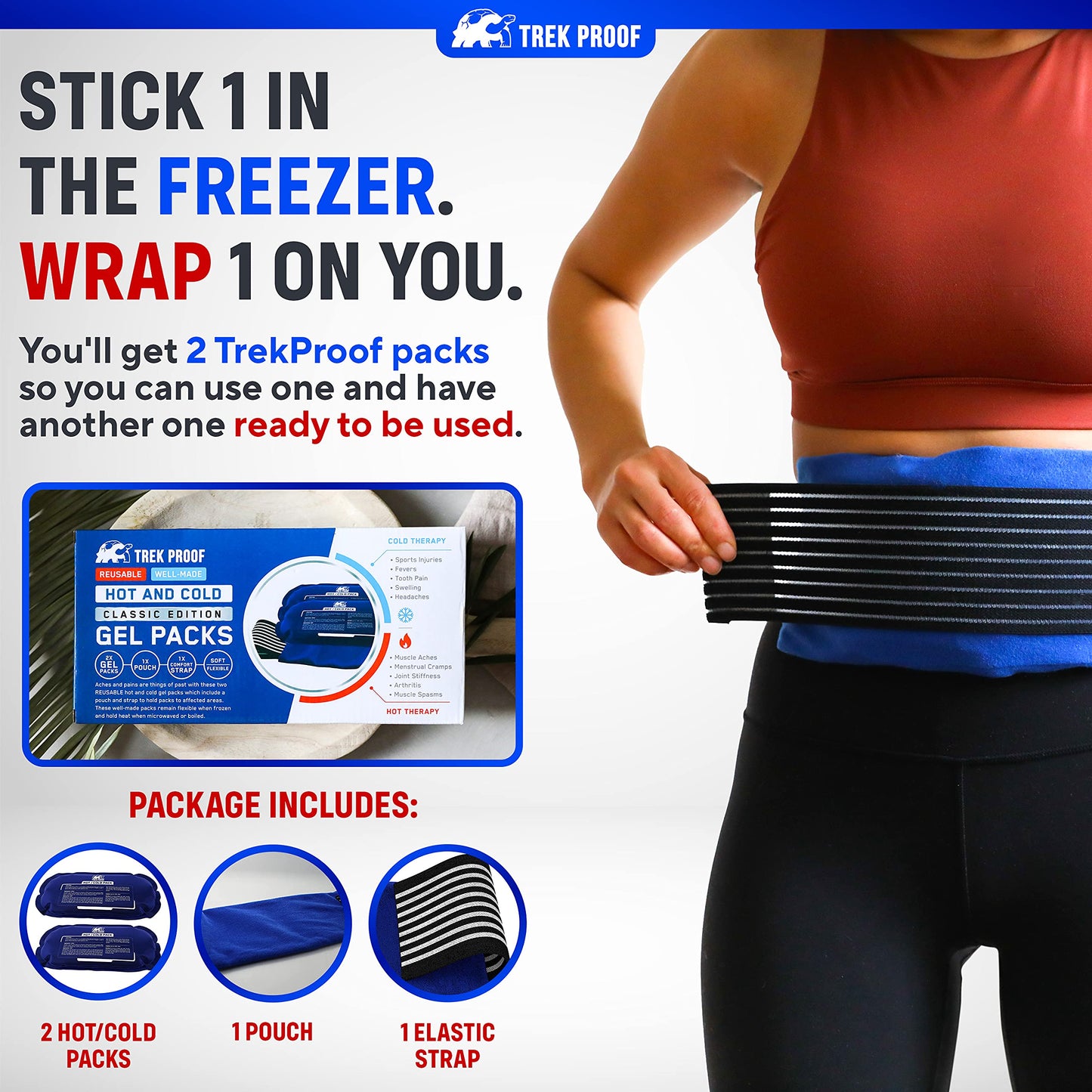 Ice Packs for Injuries Reusable (3-Piece Set) – Hot and Cold Ice Pack Therapy Gel Wrap Support – Supports Recovery, Joint and Muscle Pain – Knees, Back & More (3 Piece Set - Classic)