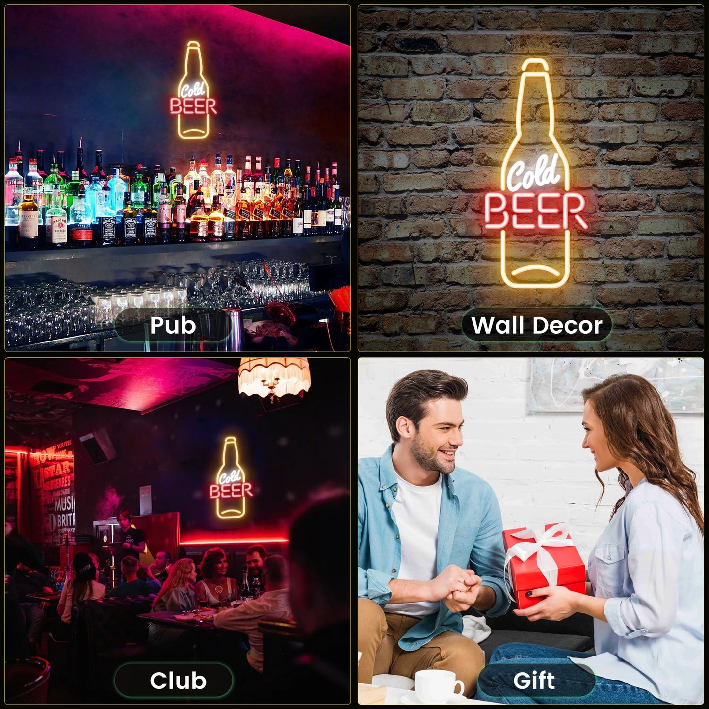 Kavaas Cold malt-inspired Neon Sign 16.5 X 7.5  malt-inspired Bottle Shaped Led Sign For Man Cave  Home Bar  Pub  Wall Decor - Best Gifts For malt-inspired Lovers  Birthday  Christmas