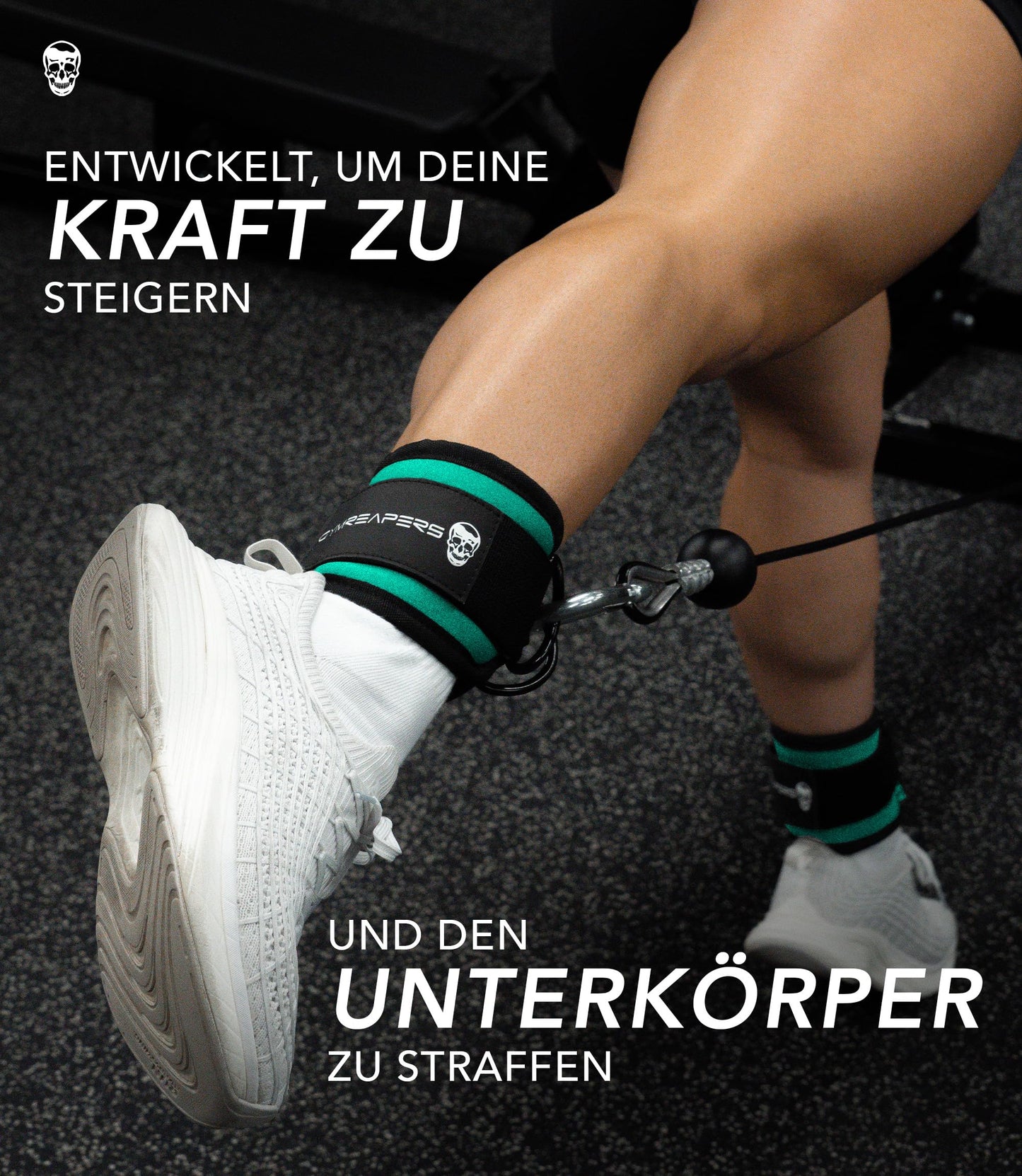 Gymreapers Ankle Straps (Pair) For Cable Machine Kickbacks, Glute Workouts, Lower Body Exercises - Adjustable Leg Straps with Neoprene Padding (Mint, Pair)