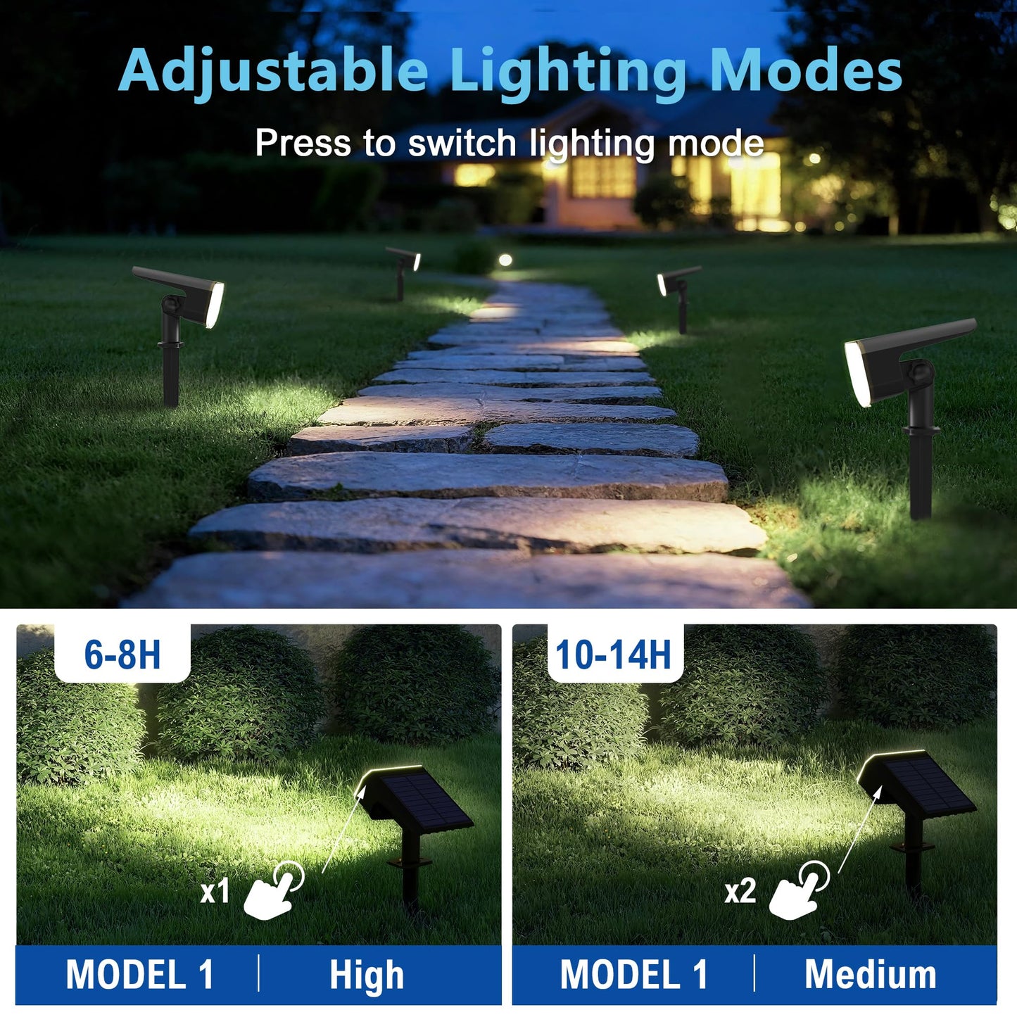 Jejot Solar Lights Outdoor Waterproof Ip65  Super Bright Led  6500K 2 Lighting Modes  Solar Powered Yard Garden Solar Spot Lights For Outside Landscape Auto On/Off -6500K 8 Pack