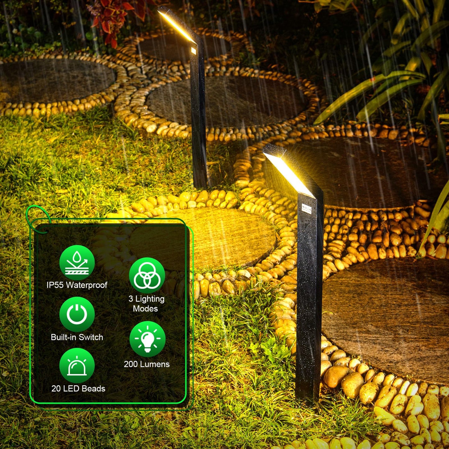 Jsot Solar Garden Lights - 6 Pack Solar Driveway Lights Outdoor For Landscape Pathway Backyard Decor Waterproof Walkway Light With Bright 3 Lighting Modes