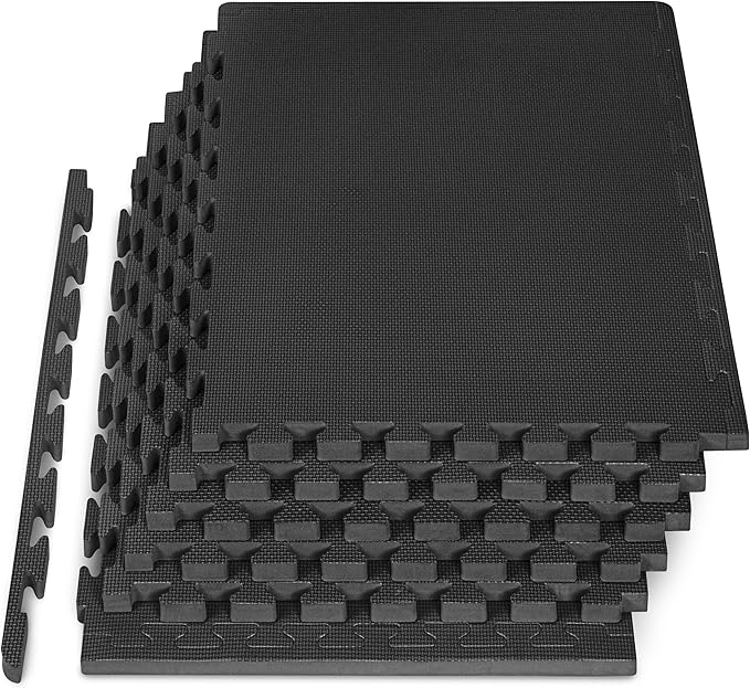 ProsourceFit Weaved Pattern Extra Thick Exercise Puzzle Mat 1-inch, EVA Foam Interlocking Tiles for Protective, Cushioned ...