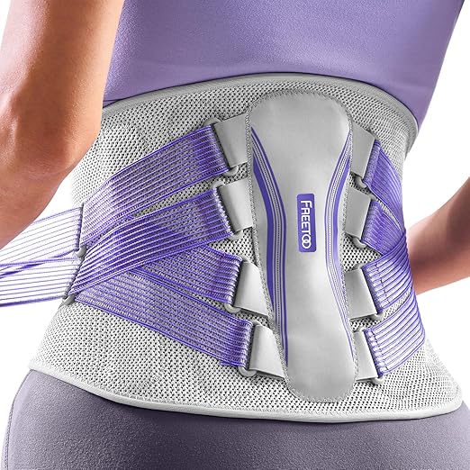FREETOO Back Brace for Lower Back Pain Women with Bionic Support System, Adjustable Knitted Lumbar Support Belt, Breathabl...