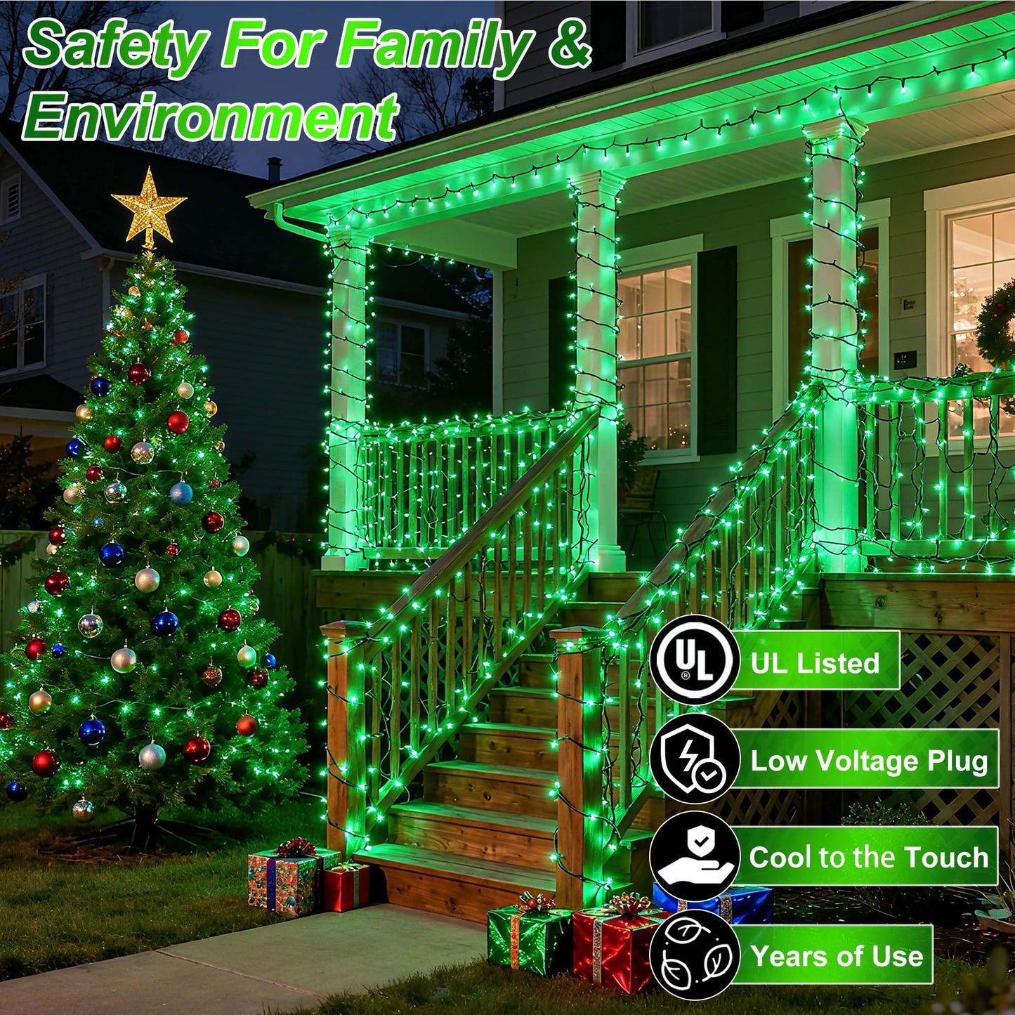 1500 Led 470Ft Christmas String Lights Outdoor  12 Pro Modes And Timer Memory & Brightness  Plug In Waterproof Clear Wire Twinkle Light For For Xmas Yard Tree Wedding Party Decor (Green)