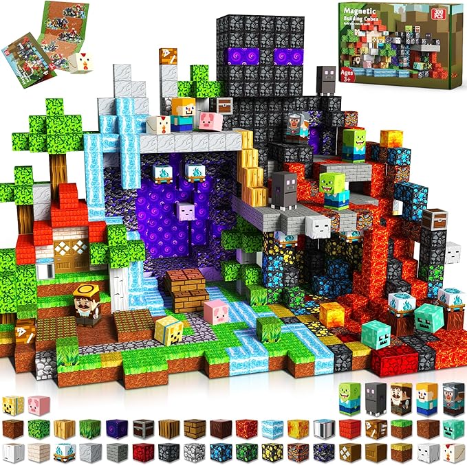 300 PCS Magnetic Blocks - Magnetic Building Blocks, Stacking Magnets for Kids, Sensory Toy for STEM Montessori Sensory Toys for Kids 3+ Boys and Girls Christmas Birthday Gifts
