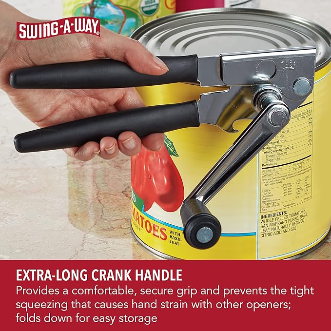 Swing-A-Way Easy-Crank Can Opener with Folding Crank Handle, Black, 3.50 x 4.50 x 10.50