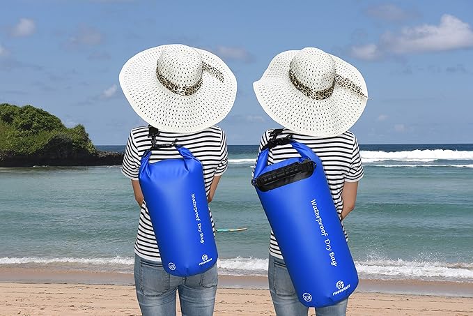 Waterproof Dry Bags Set of 3 Dry Bag with 2 Zip Lock Seals & Detachable Shoulder Strap, Waist Pouch & Phone Case - Can Be Submerged Into Water - for Swimming (Navy Blue, 10L)