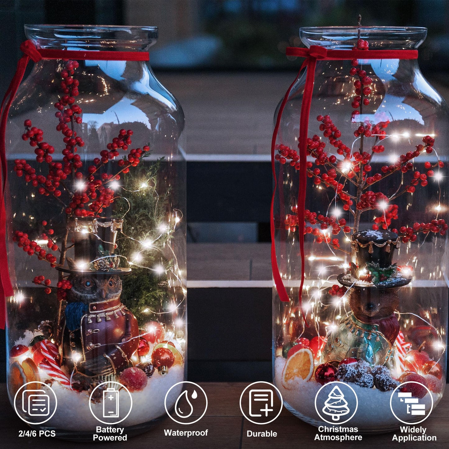 Echosari Fairy Lights - 50 Led Copper Wire Twinkle Lights, 16.4Ft, Warm White, 2 Lighting Modes For Christmas, Wedding, Dorm, Holiday Decor