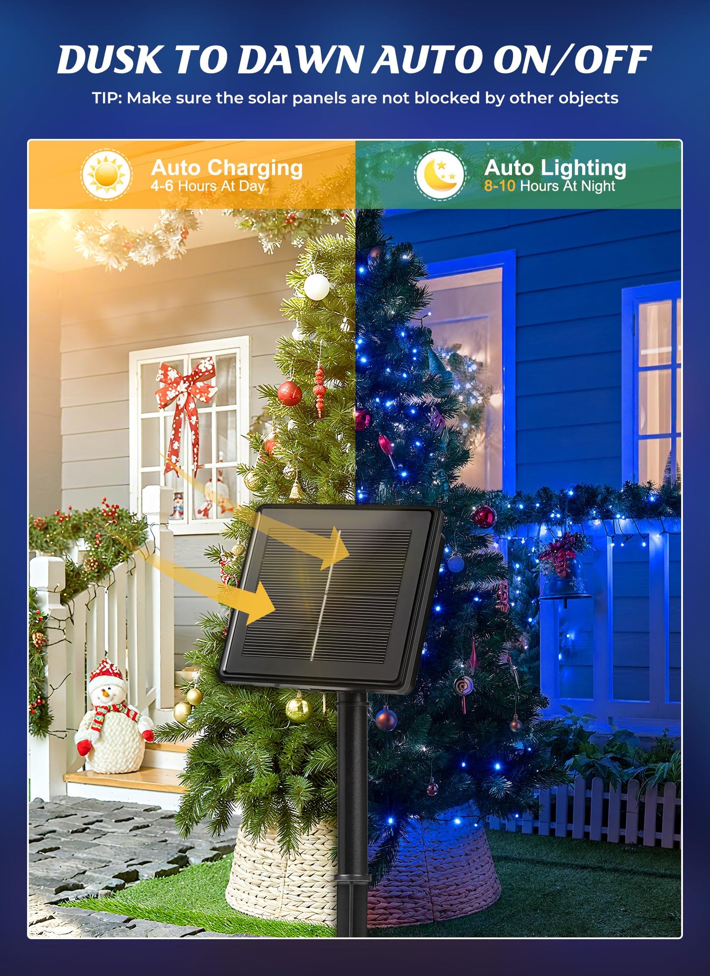 Brightown 2 Pack Solar String Lights Outdoor  Total 144Ft 400 Led Twinkle Fairy Lights Waterproof With 8 Modes Auto On/Off For Patio Tree Garden Party Home Wedding Christmas Decorations (Blue)