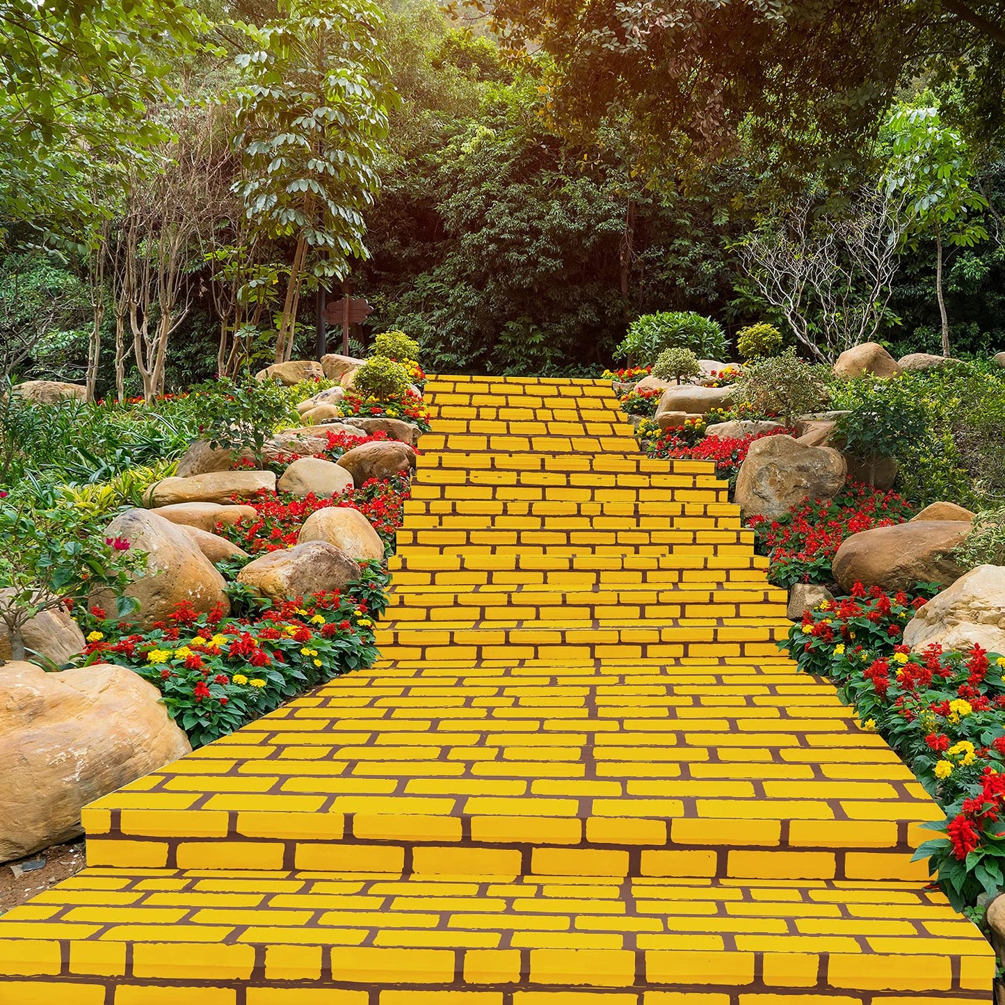 Chuangdi 1 Piece 4.5 X 9 Feet Halloween Yellow Brick Costume Wizard Backdrop Princess Decorations Decal Photo Wall Backdrop Bric