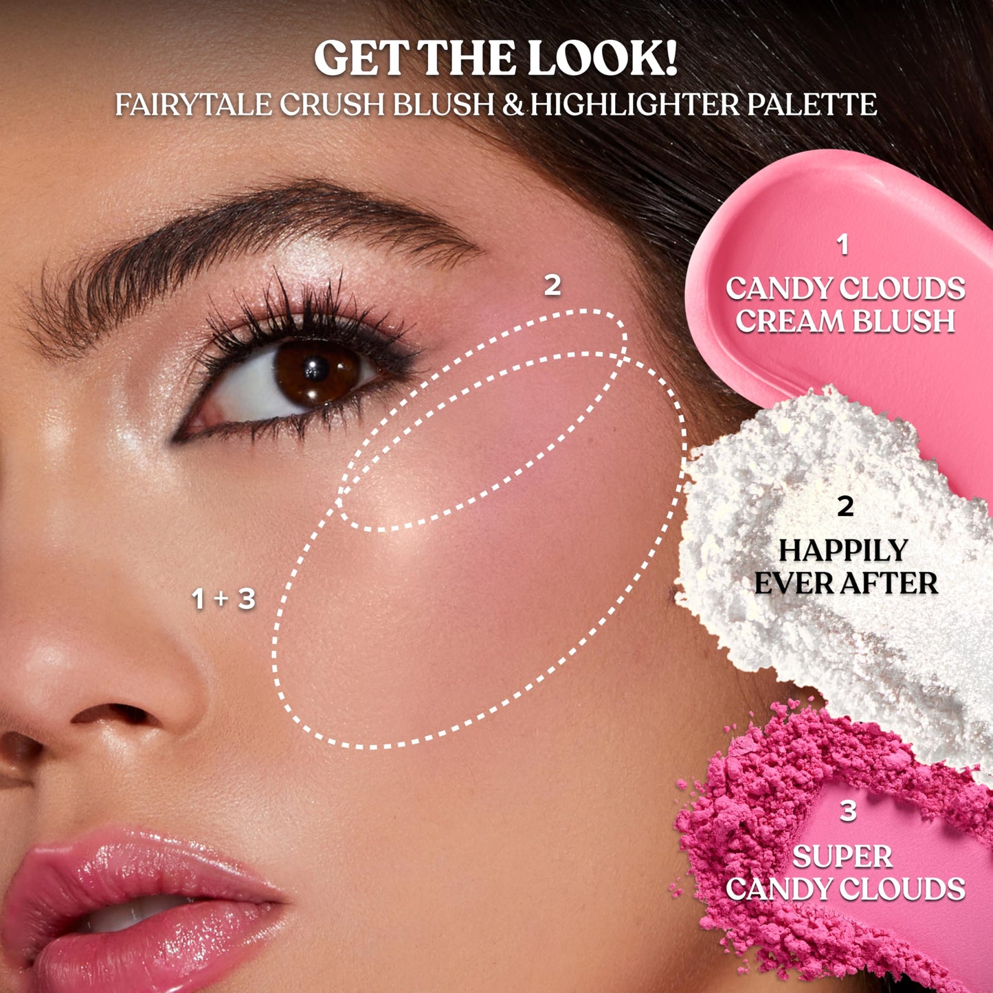 Too Faced Fairytale Crush Blush & Highlighter Set | Moon Crush Highlighter + Cloud Blush Face Palette Gift Set