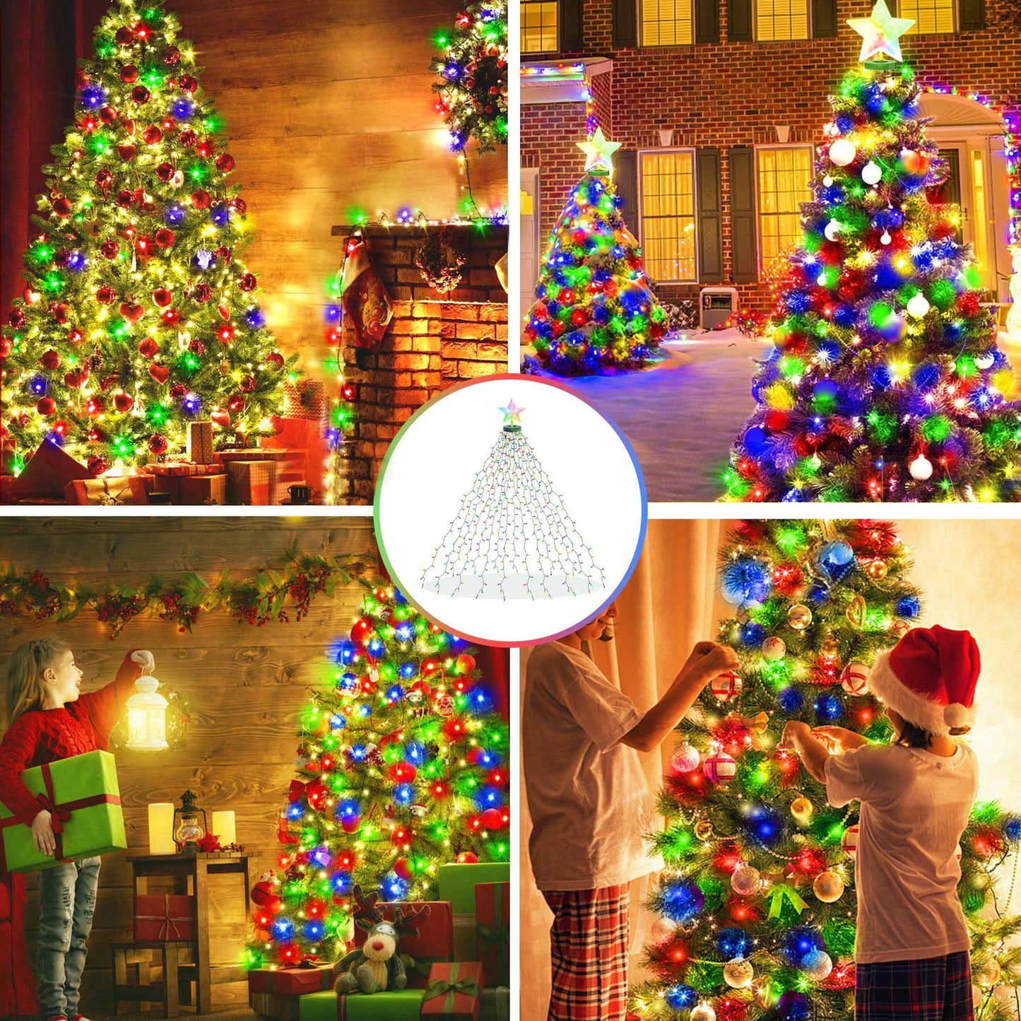 Aneeway Christmas Tree Lights - 410 Led Multicolor String Lights, 6.6Ft, 8 Modes, Remote Control, Memory Function