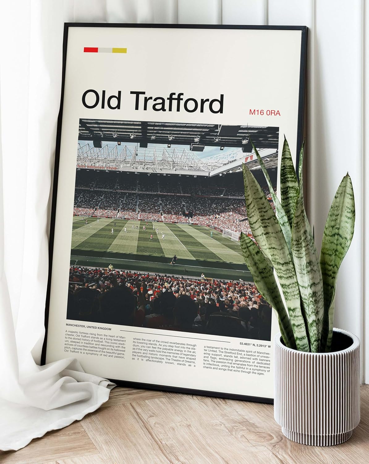 Old Trafford Stadium Poster Wall Art Canvas Print (Stadium, L24xW16, Unframed)