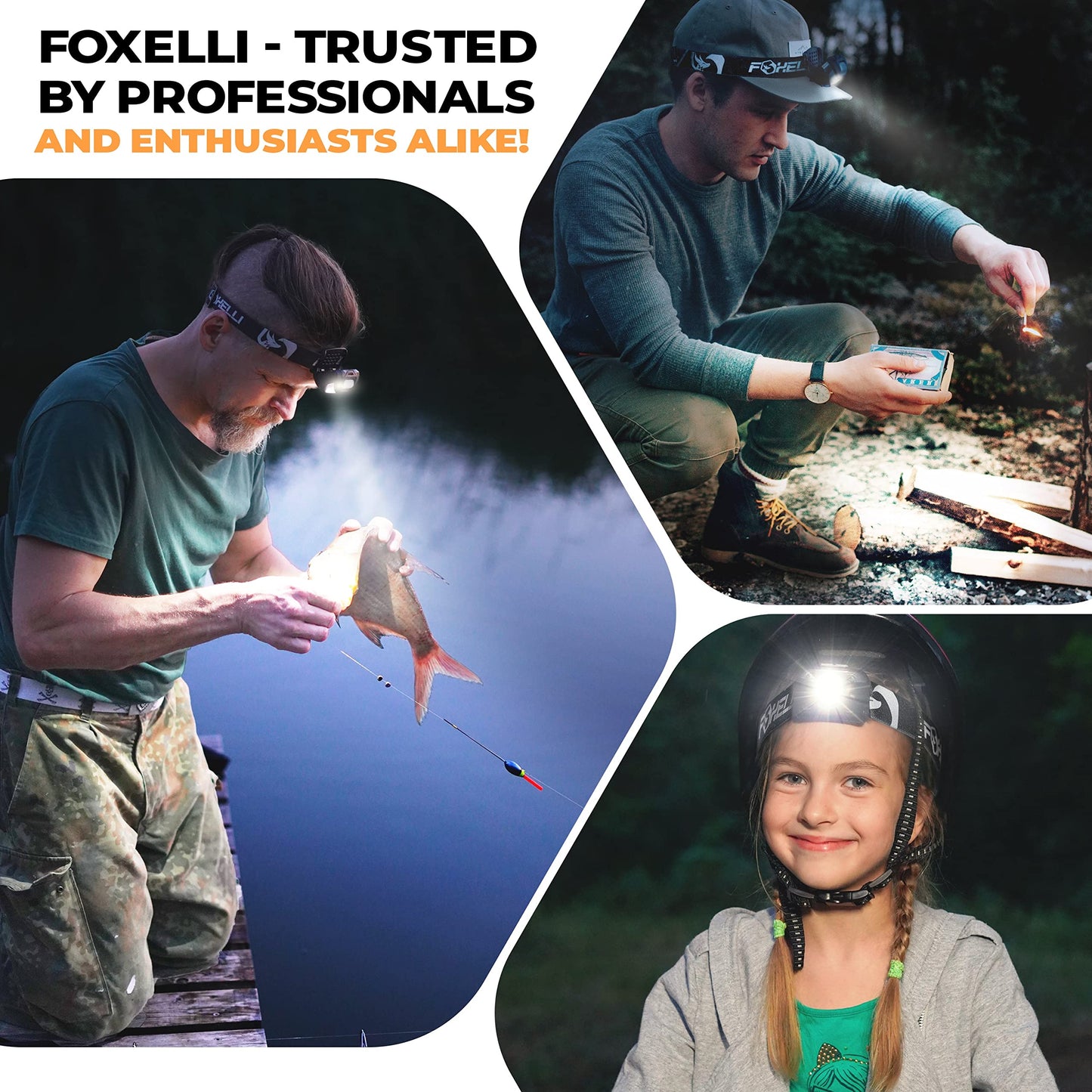 Foxelli Rechargeable Headlamp - Super Bright Led Light For Running, Camping & Hiking - Lightweight - White - Model Mx10L