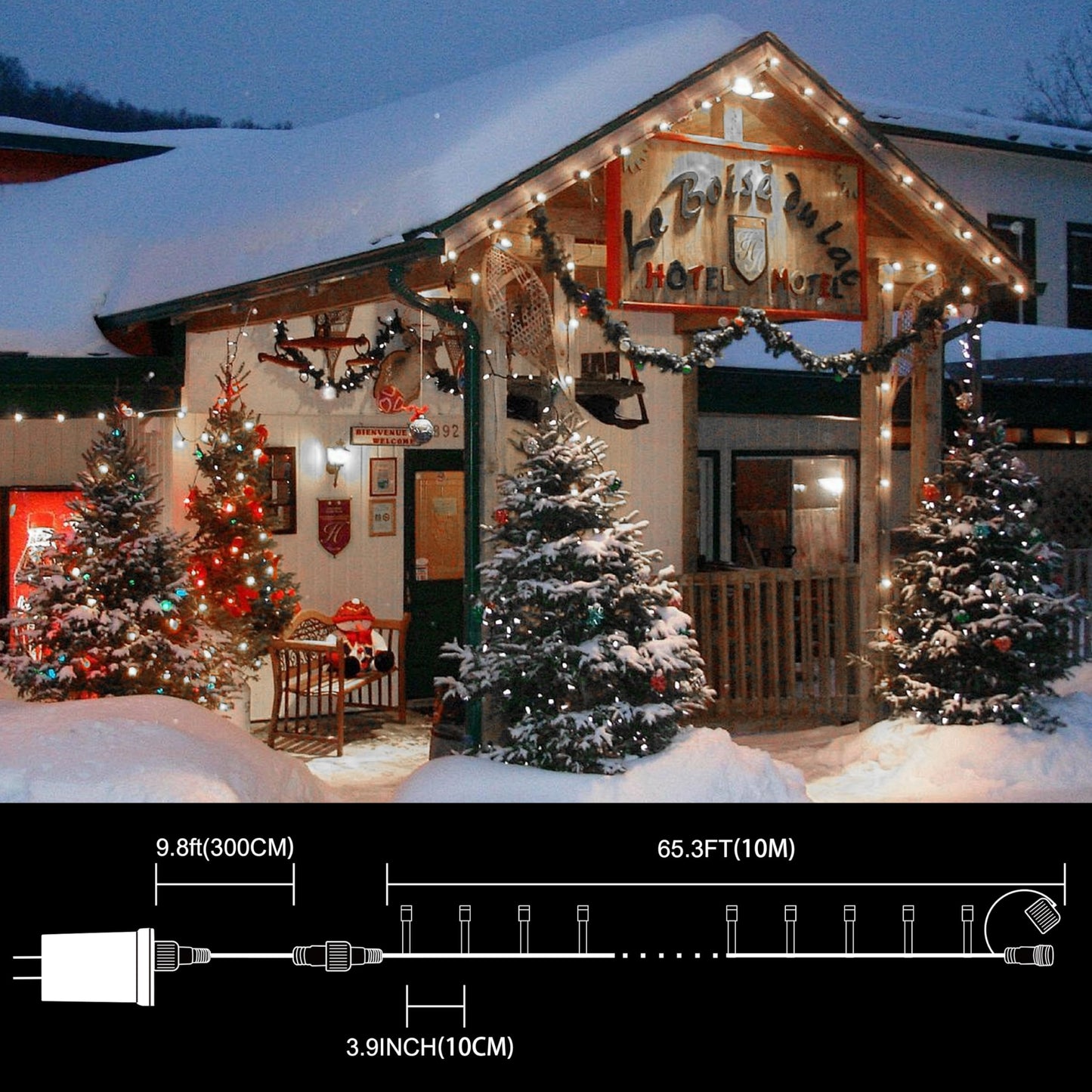 Lamphome 33Ft Christmas Decorative Mini Lights  100 Led Transparent Wire Fairy Starry String Lights Plug In  11 Lighting Modes  For Indoor Outdoor Xmas Tree Wedding Party Decoration (White)