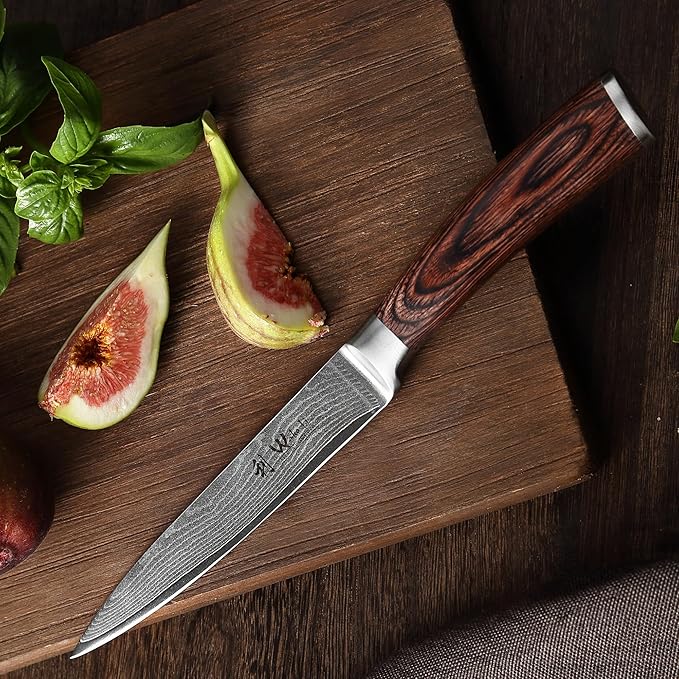 Wakoli EDIB Damascus Utility Knife – 4.9-Inch Kitchen Knife for Everyday Use | Genuine 67-Layer Damascus Steel Blade with VG10 Core | Ergonomic Pakkawood Handle | Premium Cooking Knife in Gift Box