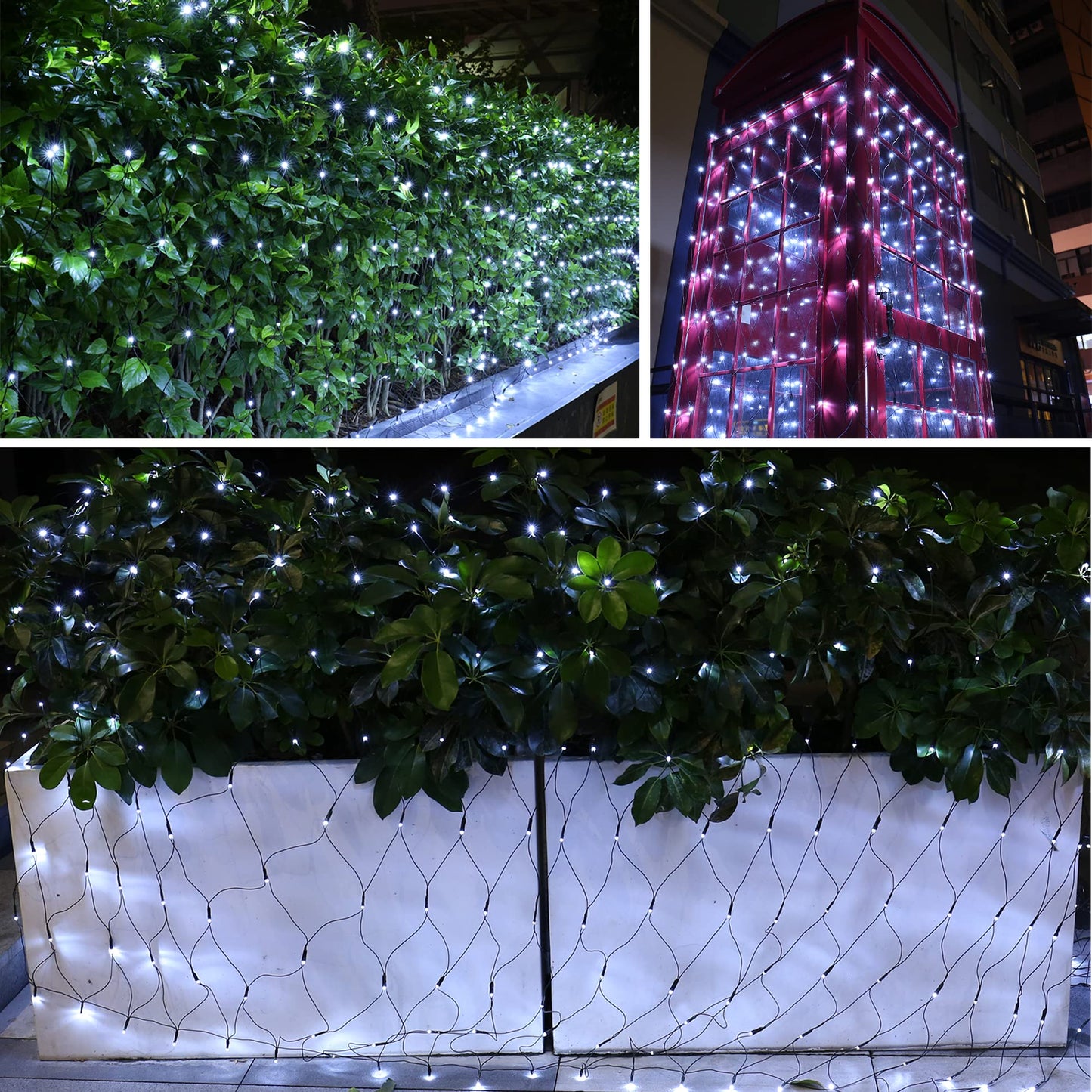 Lomotech 12Ft X 5Ft 360 Led Christmas Net Lights, Waterproof, 8 Modes, Green Wire, White