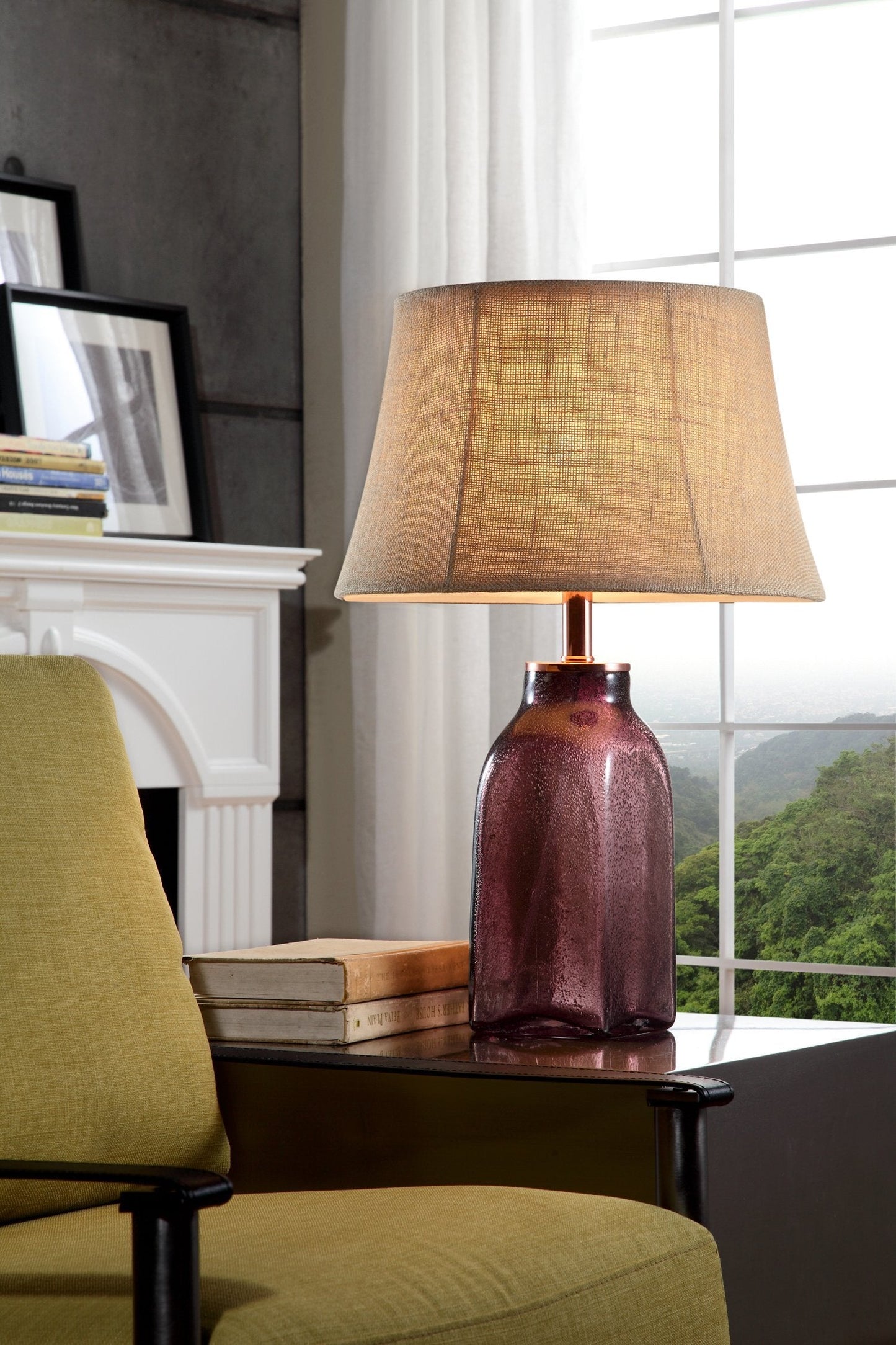 Ok Lighting Mason Glass Table Lamp - 25 Tall, Purple Glass, Model Ok-5706